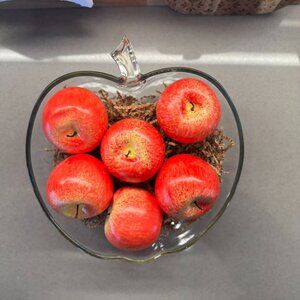 Clear Glass Apple-Shaped Serving Bowl - Vintage!